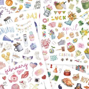Aesthetic Monthly Planner Stickers - Beautiful Holiday Sticker Set to Enhance Your Planner, Journal or Calendar - Perfect Scrapbook Accessories for Adults with All Year Holidays & Vintage Stickers
