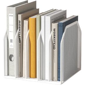 Vertical File Organizer for Desk - Metal Mesh File Holder with 5 Compartments, File Folder Rack & Document Storage Stand, File Sorter for Office/Home/School Use - 9.3" x 8.5" x 7.9"