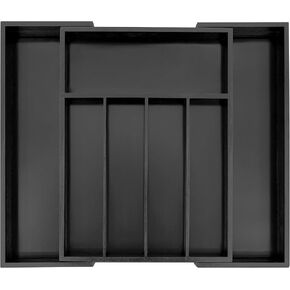VaeFae Bamboo Drawer Organizer, Expandable Silverware Drawer Organizer, Cutlery Tray with Dividers for Kitchen Utensils, Medium