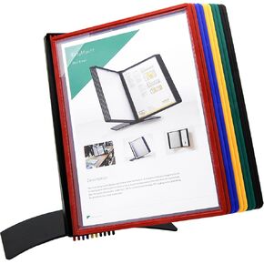 DJOIS by Tarifold - Desktop Reference & Display System - Durable Metal Base & Polypropylene - Letter-Size - 10 Double-Sided Pockets - 20 Sheet Capacity - Easy-Load- Made in Denmark - Assorted