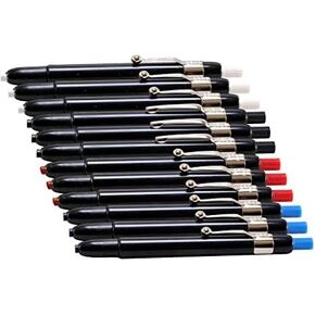 LISTO 1620 Grease Marking Pencils, Box of 12 (Colors: Black, Blue, Red, White) - Includes 1 Orange Pencil