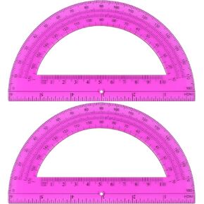 Plastic Protractor Math Protractors 180 Degrees for Geometry Classroom Student School Office Supplies, 6 Inch, Pack of 2 (Clear)