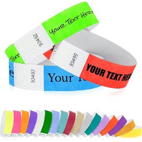 Wristco مخصص معصم المعصم - حدد لونًا وكمية وشخصيًا أي نص ل Tyvek Wrist Band Bracelets for Events Concert Party Security Accession VIP