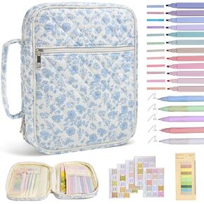 Bible Cover Case for Women Large Bible Cover with Durable Handle Quilted Bible Carrying Case for Girls Bible Study Supplies Accessories Christian Gifts for Women (Spliced Flower, Spliced Flower)