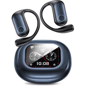 AI Translation Earbuds, Bluetooth 5.4 OWS Headphones with LCD Touch Screen, Real-Time Translator for 144 Languages & Accents, Perfect for Travel, Business & Learning，Sapphire Blue