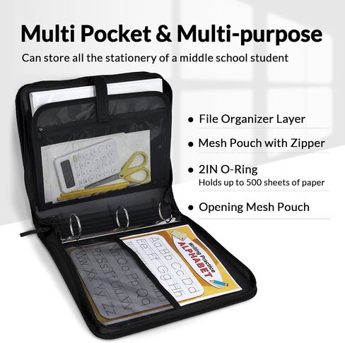 تتضمن حقيبة Sunee Zippered Binder مع مقبض ، وحلقات O-Ring ذات 3 بوصات ، وسعة 500 ورقة ، وملفات Zip Pocket ، ومجلد ملفات متوسعة 5-TAB ، وموثق منظم متعدد الجيبات للمدرسة المتوسطة ، و Pink Lotus in Kuwait