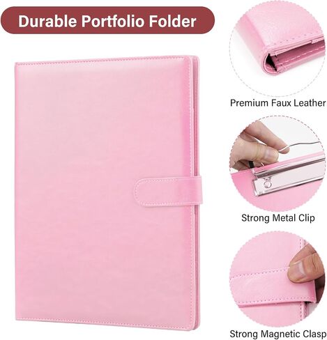 Professional Padfolio, Multi Function Faux Leather Portfolio Binder with Clipboard - Interview Resume Folder, Legal Document, Business Card Holder, for Office, Conference, Interviews (Black) in Saudi Arabia