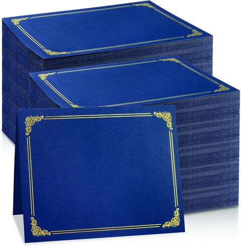 GISGFIM 160PCS شهادات شهادات الدبلوم يغطي شهادات جائزة حدود الذهب أحادية الوجه أغطية الجائزة لحجم الخطاب 8.5x11 شهادات أوراق وثيقة منظم تخزين (Royal Blue) in Saudi Arabia