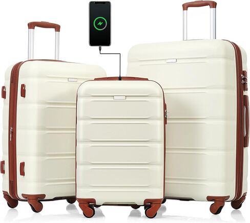 Elefesign Luggage Set of 3, 20-inch with USB Port, Airline Certified Carry-on Luggage with Cup Holder, ABS+PC Hard Shell Luggage with Spinner Wheels, Gradient Blue in Kuwait
