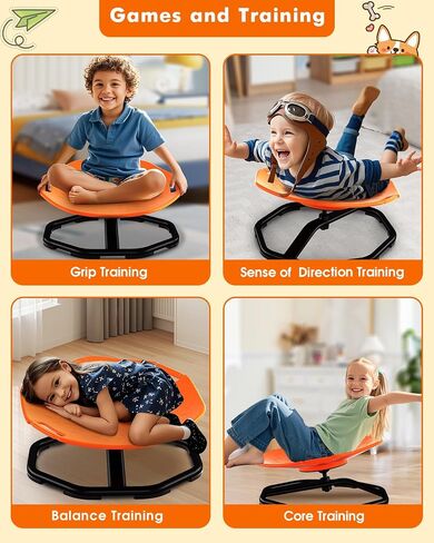 Sensory Spinning Chair with Handles for Autistic Kids, Sensory Toys for Kid with ADHD Autism, Sensory Swivel Chair Sit and Spin Training Body Coordination Autism Sensory Product Toys for Kids in Kuwait