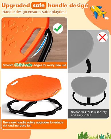 Sensory Spinning Chair with Handles for Autistic Kids, Sensory Toys for Kid with ADHD Autism, Sensory Swivel Chair Sit and Spin Training Body Coordination Autism Sensory Product Toys for Kids in Kuwait