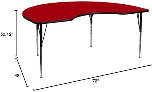 Flash Furniture Wren 48''W x 72'l الكلى رمادي طاولة النشاط الخشبية الحرارية - الساقين القياسية قابلة للتعديل in Kuwait