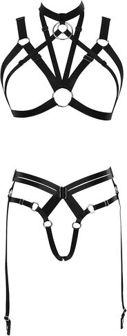 Women's Harness Bra Punk Goth Girls Hollow Out Elastic Strappy Cage Bra in Kuwait