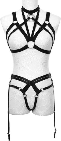 Women's Harness Bra Punk Goth Girls Hollow Out Elastic Strappy Cage Bra in Kuwait