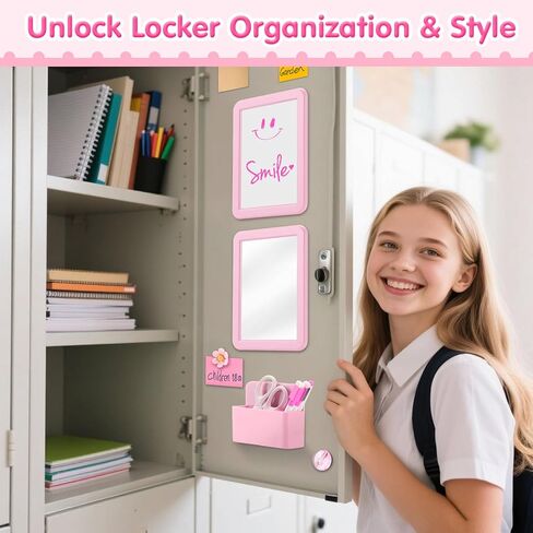 مجموعة ملحقات الخزانة Moko ، 5 من 1 إلى المدارس المدرسية تشمل College Essentials لوحة الأكريليك المغناطيسي ، مرآة الخزانة ، حامل العلامات ، أقلام العلامات ومغناطيس الخزانة ، شكل القلب in Saudi Arabia