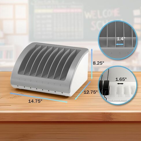 POCHAR 8-Device Universal Charging Station for Laptops & Chromebooks – Classroom Organization for iPads, Tablets & More, Ideal for Schools & Offices in Saudi Arabia