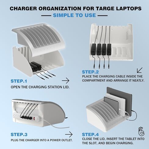 POCHAR 8-Device Universal Charging Station for Laptops & Chromebooks – Classroom Organization for iPads, Tablets & More, Ideal for Schools & Offices in Saudi Arabia