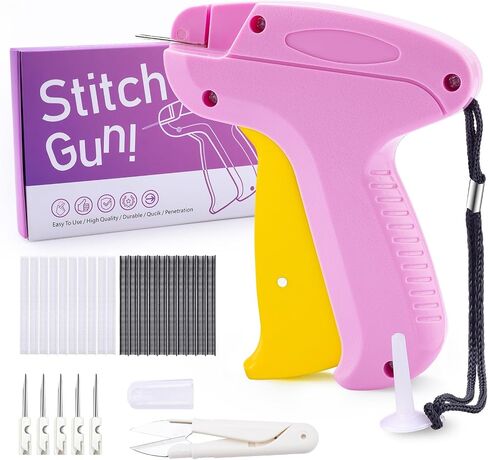 Stitch Gun for Clothes, Stitchy Quick Clothing Fixer, Micro Tagging Gun for Clothing, Mini Sticky Sewing Gun, Stichy Fix Gun, Includes 6 Needles, 1 Scissors, 2000 Black & 2000 White Fasteners in Kuwait