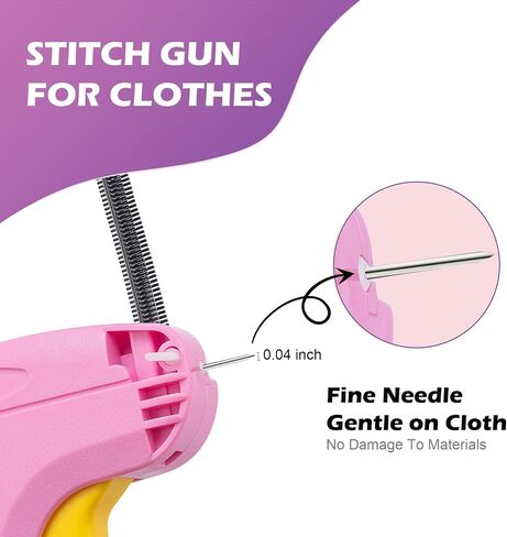 Stitch Gun for Clothes, Stitchy Quick Clothing Fixer, Micro Tagging Gun for Clothing, Mini Sticky Sewing Gun, Stichy Fix Gun, Includes 6 Needles, 1 Scissors, 2000 Black & 2000 White Fasteners in Kuwait