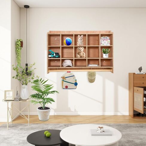 مكعبات Garveehome Cubby Storage Organizer ، ورفوف الرعاية النهارية مع 10 زبدة مع خطافات وجرف ، وجبل معلق ، والأثاث لأطفال ، والفصول الدراسية ، وعرض 47 بوصة in Kuwait