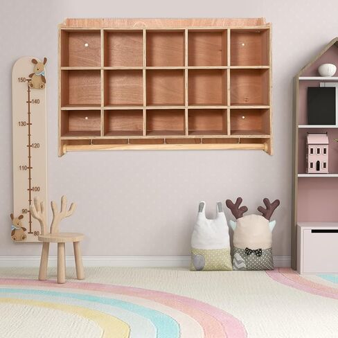 مكعبات Garveehome Cubby Storage Organizer ، ورفوف الرعاية النهارية مع 10 زبدة مع خطافات وجرف ، وجبل معلق ، والأثاث لأطفال ، والفصول الدراسية ، وعرض 47 بوصة in Kuwait