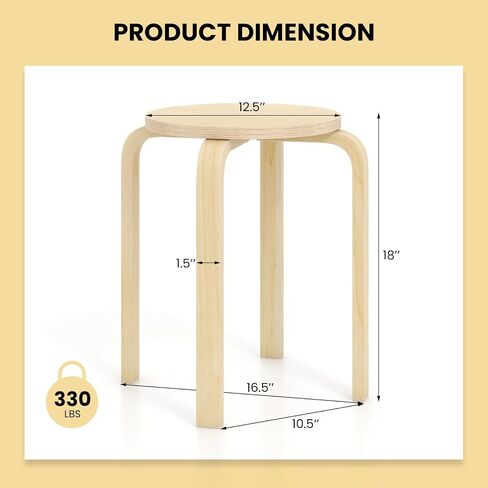 Giantex Bentwood Stackable Stools Set of 4, 18" Round Stacking Backless Nesting Stools, School Chairs, Flexible Seating for Classroom Elementary, Students, Adults, Kitchen, Dining Room in Saudi Arabia