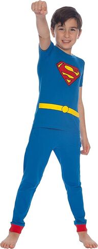 DC Comics Boys' Cast of Characters Pajama Set, Blue, 3T in Kuwait