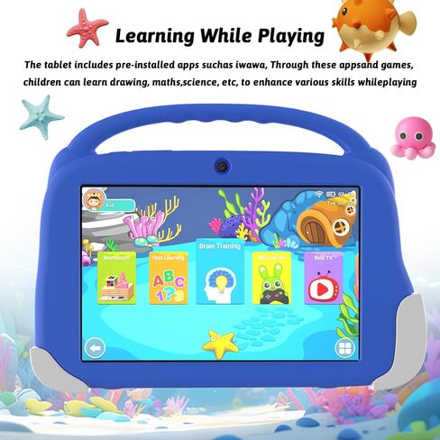 Kids Tablet 7 inch Toddler Tablet Android Tablet for Kids 4GB RAM 32GB ROM Tablets IPS Touch Screen, Iwawa & Parent Control kid Tablet WiFi Dual Camera, Shockproof Case. in Saudi Arabia