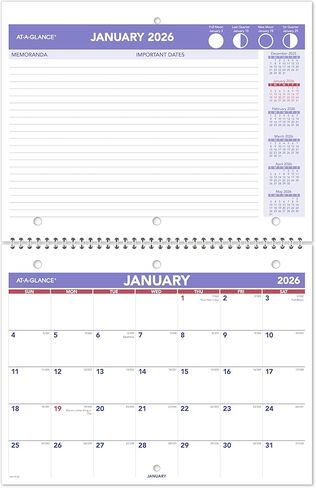 AT-A-GLANCE 2026 Wall Calendar, 8.5" x 11", Small, Unruled Blocks, Monthly (PM1702826) in Saudi Arabia