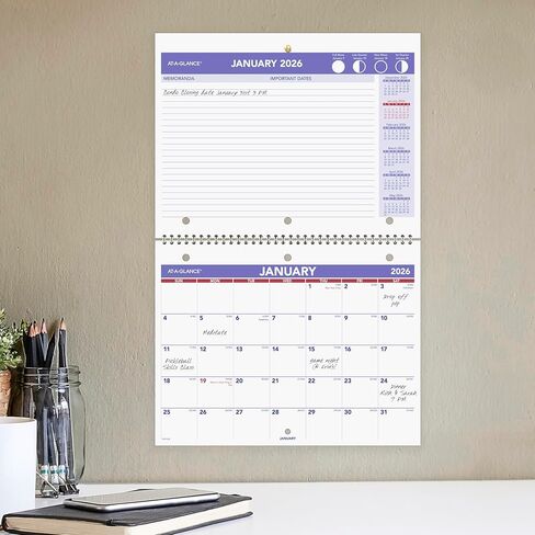 AT-A-GLANCE 2026 Wall Calendar, 8.5" x 11", Small, Unruled Blocks, Monthly (PM1702826) in Saudi Arabia