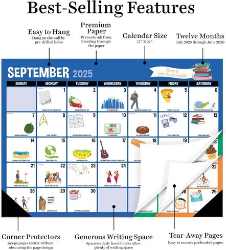 TF Publishing July 2026 - June 2027 Large Art Poster Wall Calendar with Premium Paper Tear-Off Sheets - 12 Month Academic Year Desk or Hanging Office Calendar for Schedules - 17 in x 22 in in Kuwait