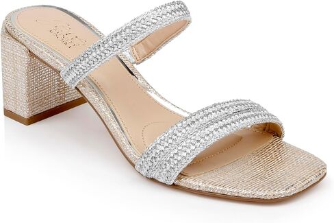 Jewel Badgley Mischka Heat Textured Block Heel Mule in Saudi Arabia