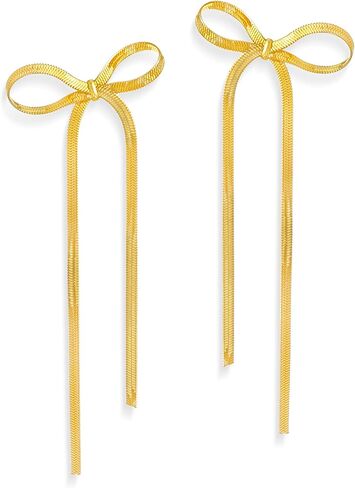 Frigotine Gold rhinestones Bow Drop Dangle Earrings for Women Girls - Sparkly Elegant Crystal Dangling Tassel Fashion Wedding Bridal Earring Jewelry Gifts in Saudi Arabia