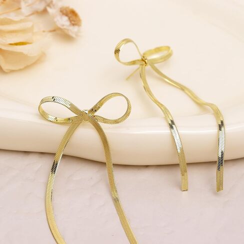 Frigotine Gold rhinestones Bow Drop Dangle Earrings for Women Girls - Sparkly Elegant Crystal Dangling Tassel Fashion Wedding Bridal Earring Jewelry Gifts in Saudi Arabia