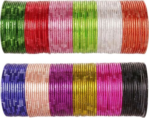 Touchstone NEW Indian Bollywood Traditional Awesome Presentation 12 Textured Assorted Colors Enriched With Silver Dots Designer Jewelry Bracelets Bangle. Set Of 144. For Women. in Saudi Arabia