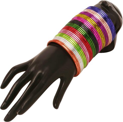 Touchstone NEW Indian Bollywood Traditional Awesome Presentation 12 Textured Assorted Colors Enriched With Silver Dots Designer Jewelry Bracelets Bangle. Set Of 144. For Women. in Saudi Arabia