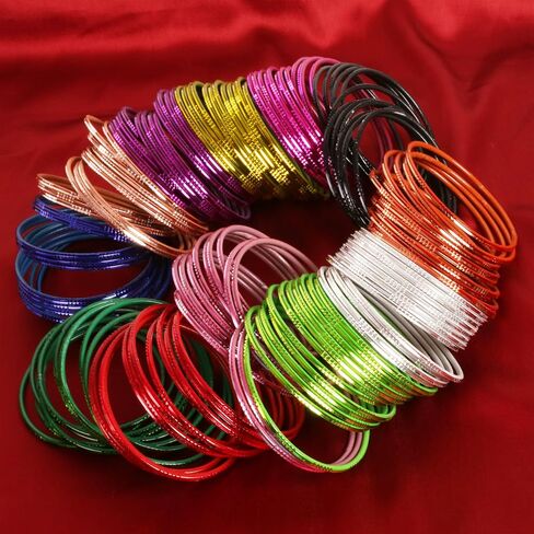Touchstone NEW Indian Bollywood Traditional Awesome Presentation 12 Textured Assorted Colors Enriched With Silver Dots Designer Jewelry Bracelets Bangle. Set Of 144. For Women. in Saudi Arabia
