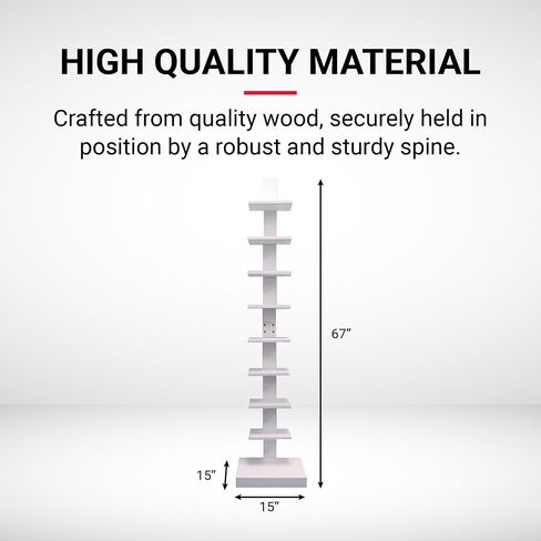 Proman Products WM16568 العمود الفقري ، رف الكتب للمساحات الصغيرة ، الرفوف الدائمة (أبيض) ، 15 "W × 15" D x 67 "H in Kuwait