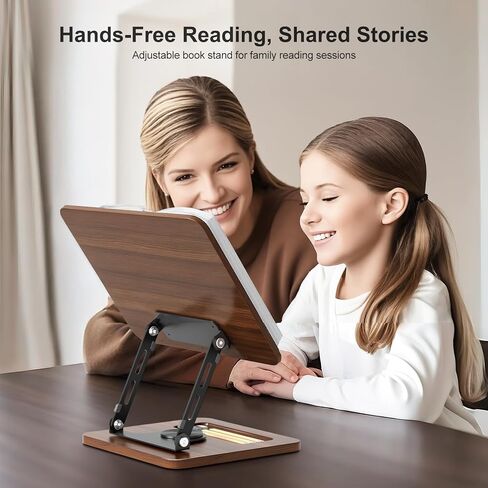 Book Stand for Reading ، 360 ° Free Hands Book Book ، ارتفاع وزاوية قابلة للتعديل ، مقطع صفحة للكتاب الطهي ، الوصفة ، المجلة ، الكمبيوتر المحمول ، اللوحي ، قابلة للطي للمطبخ ، المكتب ، المدرسة in Saudi Arabia