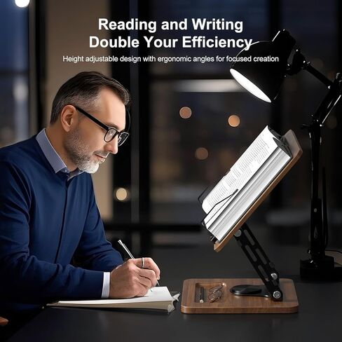 Book Stand for Reading ، 360 ° Free Hands Book Book ، ارتفاع وزاوية قابلة للتعديل ، مقطع صفحة للكتاب الطهي ، الوصفة ، المجلة ، الكمبيوتر المحمول ، اللوحي ، قابلة للطي للمطبخ ، المكتب ، المدرسة in Saudi Arabia