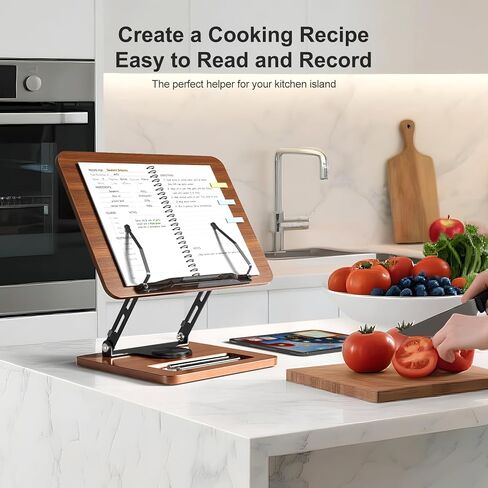 Book Stand for Reading ، 360 ° Free Hands Book Book ، ارتفاع وزاوية قابلة للتعديل ، مقطع صفحة للكتاب الطهي ، الوصفة ، المجلة ، الكمبيوتر المحمول ، اللوحي ، قابلة للطي للمطبخ ، المكتب ، المدرسة in Saudi Arabia