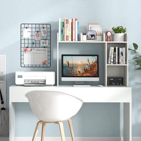 Tangkula Desktop Bookshelf, Countertop Storage Hutch with 5 Shelves for Computer Desk, Desk 3-Tier Display Rack, Multipurpose Wood Desktop Hutch Storage Organizer for Dorm Office Home in Kuwait