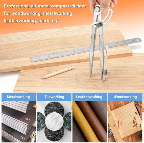 أداة عمل Compass Compass Tool - Compass Compass Professional Locking مع حامل القلم الرصاص - بوصلة هندسة معدنية 12 بوصة لرسم الدوائر والهندسة. in Kuwait
