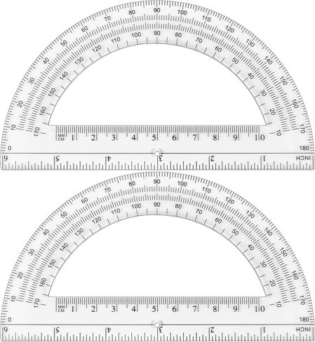 Plastic Protractor Math Protractors 180 Degrees for Geometry Classroom Student School Office Supplies, 6 Inch, Pack of 2 (Clear) in Saudi Arabia
