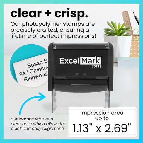 ExcelMark Custom Rubber Stamp – Clean & Easy Stamping – Personalized Self-Inking Stamp (Medium) in Kuwait