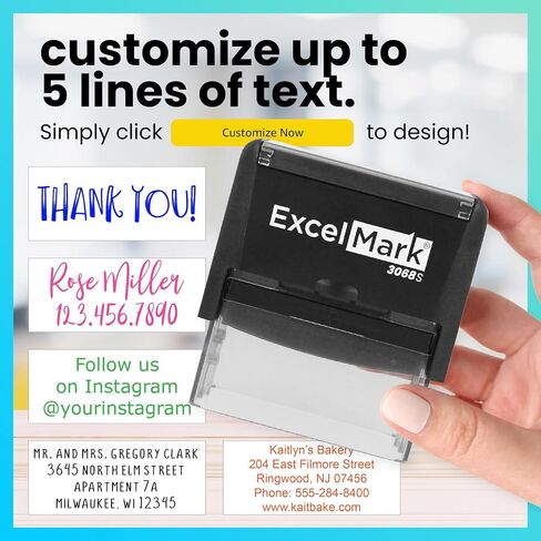 ExcelMark Custom Rubber Stamp – Clean & Easy Stamping – Personalized Self-Inking Stamp (Medium) in Kuwait