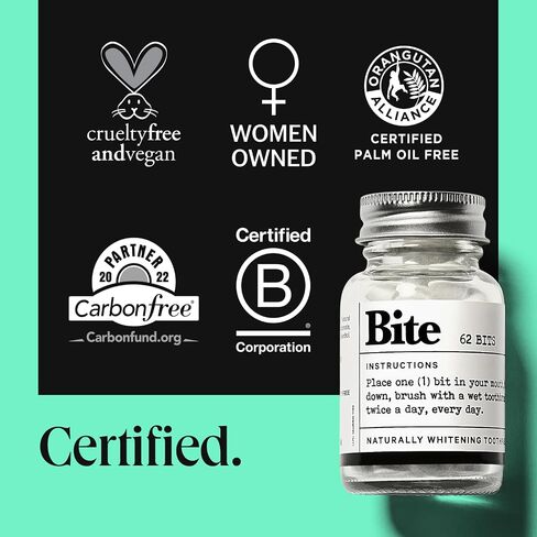 BITE Toothpaste Bits with Nano Hydroxyapatite - Eco and Travel-Friendly Whitening Toothpaste Tablets (Mint) 124.0 Count in Saudi Arabia