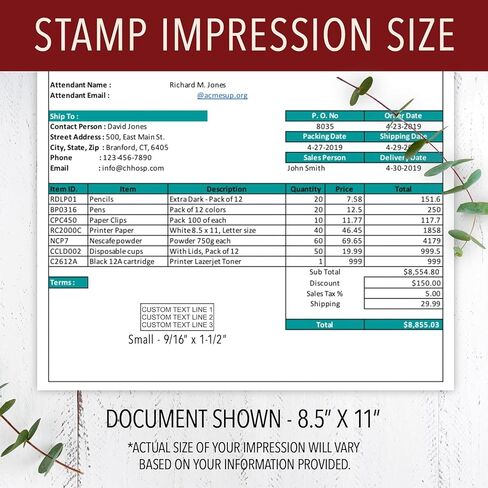 Custom Address Stamp - 20 Font Options - 3 Line Self-Inking Address Stamp - Up to 3 Lines of Customized Text | Multiple Ink Color Options (Medium) in Saudi Arabia