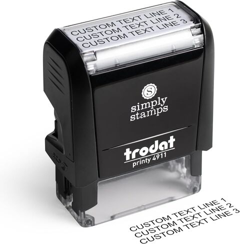 Custom Address Stamp - 20 Font Options - 3 Line Self-Inking Address Stamp - Up to 3 Lines of Customized Text | Multiple Ink Color Options (Medium) in Saudi Arabia