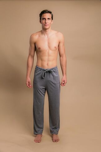 Cottonique Men's Latex-Free Drawstring Lounge Pants Made from 100% Organic Cotton (Black) in Kuwait